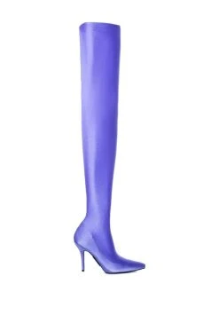 AZALEA WANG STAR STRETCH LOVE STRUCK ULTRA THIGH HIGH STILETTO BOOT IN PERIWINKLE -Azalea Wang store azalea wang star stretch love struck ultra thigh high stiletto boot in periwinkle periwinkle 6 6