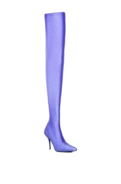 AZALEA WANG STAR STRETCH LOVE STRUCK ULTRA THIGH HIGH STILETTO BOOT IN PERIWINKLE -Azalea Wang store azalea wang star stretch love struck ultra thigh high stiletto boot in periwinkle periwinkle 7 7