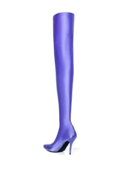 AZALEA WANG STAR STRETCH LOVE STRUCK ULTRA THIGH HIGH STILETTO BOOT IN PERIWINKLE -Azalea Wang store azalea wang star stretch love struck ultra thigh high stiletto boot in periwinkle periwinkle 8 8