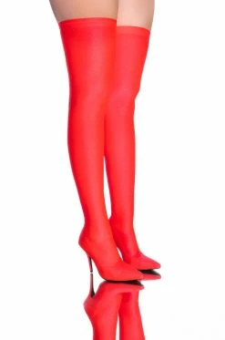AZALEA WANG STAR STRETCH LOVE STRUCK ULTRA THIGH HIGH STILETTO BOOT IN RED -Azalea Wang store azalea wang star stretch love struck ultra thigh high stiletto boot in red red 1 1