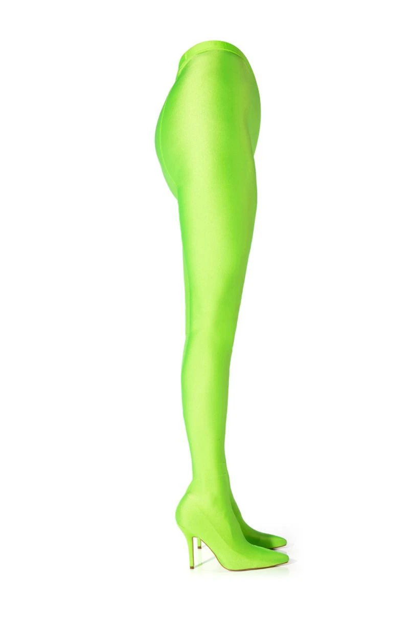 AZALEA WANG STAR STRETCH SEXY STILETTO PANT BOOT IN LIME 4 AZALEA WANG STAR STRETCH SEXY STILETTO PANT BOOT IN LIME - Image 2