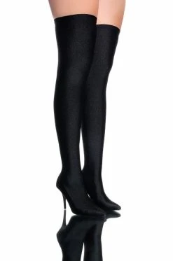AZALEA WANG STAR STRETCH THIGH HIGH STILETTO BOOT IN BLACK