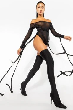 AZALEA WANG STAR STRETCH THIGH HIGH STILETTO BOOT IN BLACK -Azalea Wang store azalea wang star stretch thigh high stiletto boot in black black 1 1 c1 c1 c1 c1