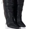 AZALEA WANG STEPPING OUT STILETTO PUFFER BOOTIE IN BLACK -Azalea Wang store azalea wang stepping out stiletto puffer bootie in black black 1 1