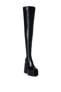 AZALEA WANG STRUT THIS WAY THIGH HIGH PLATFORM BOOT IN BLACK -Azalea Wang store azalea wang strut this way thigh high platform boot in black black 3 3