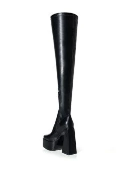 AZALEA WANG STRUT THIS WAY THIGH HIGH PLATFORM BOOT IN BLACK -Azalea Wang store azalea wang strut this way thigh high platform boot in black black 4 4