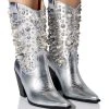 AZALEA WANG SUCH AN ORIGINAL RHINESTONE PEARL WESTERN BOOTIE IN SILVER -Azalea Wang store azalea wang such an original rhinestone pearl western bootie in silver silver 1 1