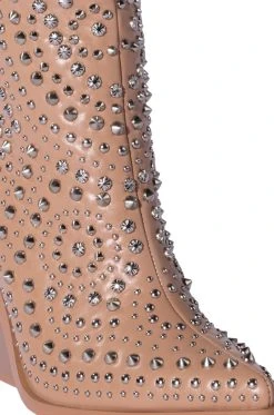 AZALEA WANG TEXAS EMBELLISHED WESTERN BOOT IN NUDE -Azalea Wang store azalea wang texas embellished western boot in nude beige 5 5