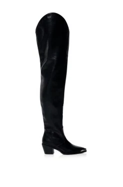 AZALEA WANG THIGH HIGH WESTERN BOOT IN BLACK -Azalea Wang store azalea wang thigh high western boot in black black 2 2
