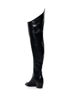AZALEA WANG THIGH HIGH WESTERN BOOT IN BLACK -Azalea Wang store azalea wang thigh high western boot in black black 4 4
