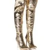 AZALEA WANG THRILLER OVER THE KNEE STILETTO BOOT IN GOLD -Azalea Wang store azalea wang thriller over the knee stiletto boot in gold gold 1 1