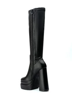 AZALEA WANG TO THE MAX CHUNKY STRETCH BOOT WITH 4 WAY STRETCH IN BLACK -Azalea Wang store azalea wang to the max chunky stretch boot in black black 4 4 c1