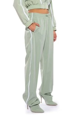 AZALEA WANG TRACK PANT BOOT IN SAGE GREEN -Azalea Wang store azalea wang track pant boot in sage green green 7 7