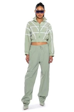 AZALEA WANG TRACK PANT BOOT IN SAGE GREEN -Azalea Wang store azalea wang track pant boot in sage green green 8 8