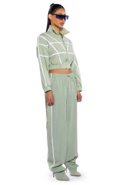 AZALEA WANG TRACK PANT BOOT IN SAGE GREEN -Azalea Wang store azalea wang track pant boot in sage green green 9 9