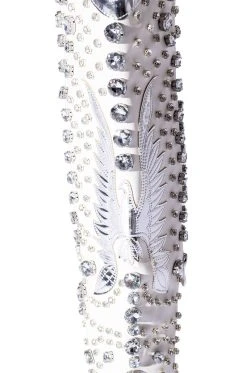 AZALEA WANG UPBEAT RHINESTONE EMBELLISHED WESTERN BOOT IN WHITE -Azalea Wang store azalea wang upbeat rhinestone embellished western boot in white white 5 5