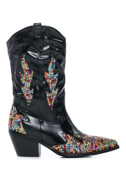 AZALEA WANG VINNY EMBELLISHED WESTERN BOOTIE -Azalea Wang store azalea wang vinny embellished western bootie black 2 2