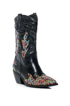 AZALEA WANG VINNY EMBELLISHED WESTERN BOOTIE -Azalea Wang store azalea wang vinny embellished western bootie black 3 3