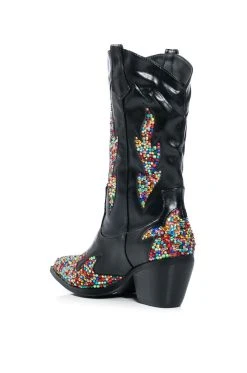 AZALEA WANG VINNY EMBELLISHED WESTERN BOOTIE -Azalea Wang store azalea wang vinny embellished western bootie black 4 4