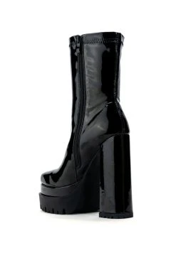 AZALEA WANG VIPER PATENT BOOTIE IN BLACK -Azalea Wang store azalea wang viper patent bootie in black black 4 4