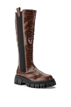 AZALEA WANG WE OUTSIDE FLATFORM BOOT IN BROWN -Azalea Wang store azalea wang we outside flatform boot in brown brown 3 3