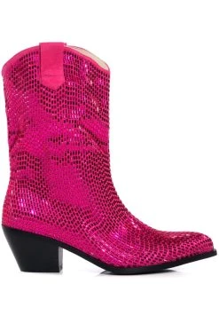AZALEA WANG WELLINGTON EMBELLISHED WESTERN BOOTIE IN FUCHSIA -Azalea Wang store azalea wang wellington embellished western bootie in fuchsia fuchsia 2 2
