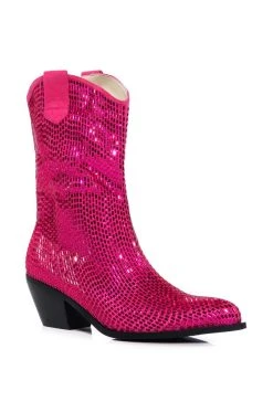 AZALEA WANG WELLINGTON EMBELLISHED WESTERN BOOTIE IN FUCHSIA -Azalea Wang store azalea wang wellington embellished western bootie in fuchsia fuchsia 3 3