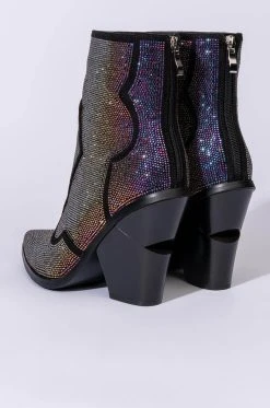 AZALEA WANG WHY SO SERIOUS CHUNKY WESTERN BOOTIE IN MULTI -Azalea Wang store azalea wang why so serious chunky bootie in multi multi 5 5