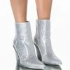 AZALEA WANG WHY SO SERIOUS CHUNKY WESTERN BOOTIE IN SILVER -Azalea Wang store azalea wang why so serious chunky bootie in silver silver 1 1