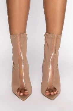 AZALEA WANG WORK FOR IT STILETTO BOOTIE IN BROWN -Azalea Wang store azalea wang work for it stiletto bootie in brown beige 3 3