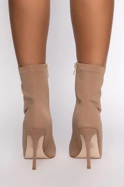 AZALEA WANG WORK FOR IT STILETTO BOOTIE IN BROWN -Azalea Wang store azalea wang work for it stiletto bootie in brown beige 4 4