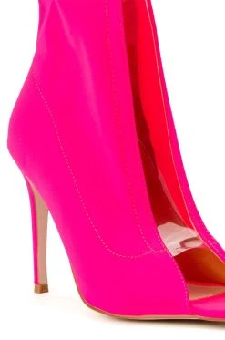 AZALEA WANG WORK FOR IT STILETTO BOOTIE IN FUCHSIA -Azalea Wang store azalea wang work for it stiletto bootie in fuchsia fuchsia 5 5