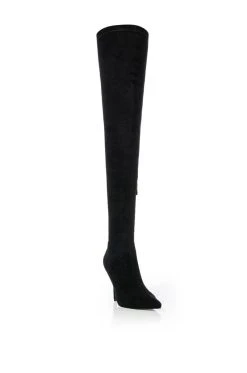 AZALEA WANG YOUR FRIENDS ARE TAKING YOU OUT THIGH HIGH SEXY HEEL SUEDE BOOT IN BLACK -Azalea Wang store azalea wang your friends are taking you out thigh high sexy heel suede boot in black black suede 3 3