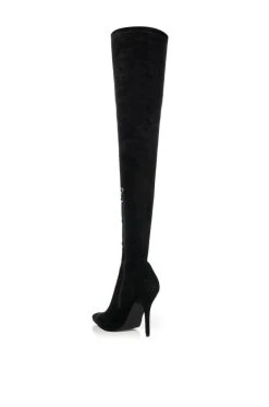 AZALEA WANG YOUR FRIENDS ARE TAKING YOU OUT THIGH HIGH SEXY HEEL SUEDE BOOT IN BLACK -Azalea Wang store azalea wang your friends are taking you out thigh high sexy heel suede boot in black black suede 4 4