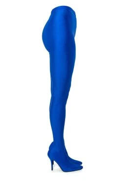 AZALEA WANG STAR STRETCH STILETTO PANT BOOT IN BLUE 28 AZALEA WANG STAR STRETCH STILETTO PANT BOOT IN BLUE -Azalea Wang store azalea wang yours truly sexy stiletto boot pant in blue stretch blue 10 10