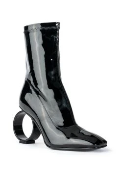 AZALEA WANG ZELDA CIRCULAR HEELED BOOTIE IN BLACK -Azalea Wang store azalea wang zelda circular heeled bootie in black black 3 3