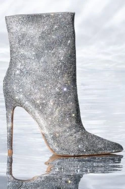 BALLER SILVER GLITTER BOOTIE -Azalea Wang store baller silver glitter bootie silver 4 4 c1