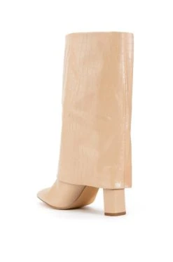 BALTINA CROC TAN FOLD OVER BOOT -Azalea Wang store baltina croc tan fold over boot tan 4 4
