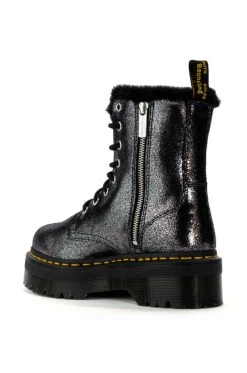 DR MARTENS JADON FUR LINED DISTRESSED METALLIC PLATFORM BOOT -Azalea Wang store dr martens jadon fur lined distressed metallic platform boot metallic silver 4 4