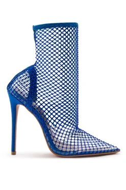 FEELIN GOOD RHINESTONE MESH BOOTIE IN BLUE -Azalea Wang store feelin good rhinestone mesh bootie in blue blue 2 2