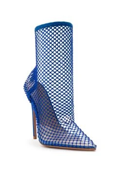 FEELIN GOOD RHINESTONE MESH BOOTIE IN BLUE -Azalea Wang store feelin good rhinestone mesh bootie in blue blue 3 3