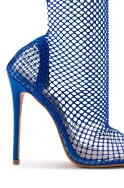 FEELIN GOOD RHINESTONE MESH BOOTIE IN BLUE -Azalea Wang store feelin good rhinestone mesh bootie in blue blue 5 5