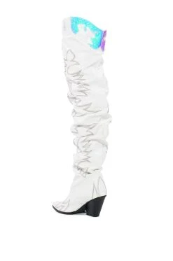KELSEY OVER THE KNEE WESTERN BOOT IN WHITE -Azalea Wang store kelsey over the knee western boot in white white 4 4 c1 c1