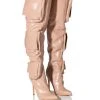 LEVEL UP OVER THE KNEE CROC STILETTO CARGO BOOT IN NUDE