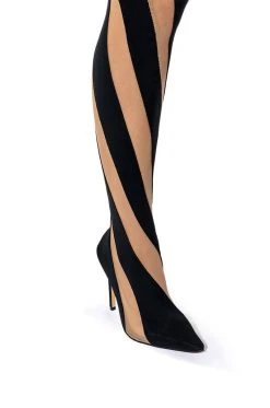 LILITH MESH THIGH HIGH BOOT IN BLACK -Azalea Wang store lilith mesh thigh high boot in black black 5 5