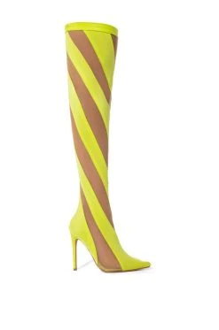 LILITH MESH THIGH HIGH BOOT IN LIME -Azalea Wang store lilith mesh thigh high boot in lime lime 2 2 c1
