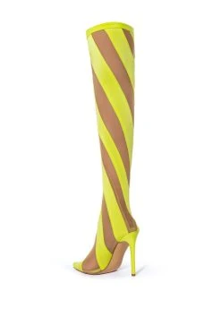 LILITH MESH THIGH HIGH BOOT IN LIME -Azalea Wang store lilith mesh thigh high boot in lime lime 4 4 c1