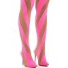 LILITH MESH THIGH HIGH BOOT IN PINK -Azalea Wang store lilith mesh thigh high boot in pink pink 1 1