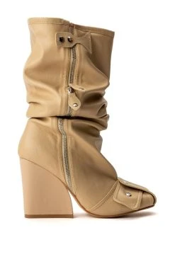 LUXE IN LOVE KNEE HIGH CHUNKY BOOT IN NUDE -Azalea Wang store luxe in love knee high chunky boot in nude nude 4 4