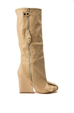 LUXE IN LOVE KNEE HIGH CHUNKY BOOT IN NUDE -Azalea Wang store luxe in love knee high chunky boot in nude nude 5 5